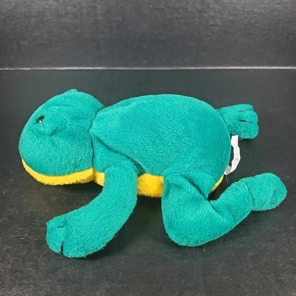 Vintage Green Frog Yellow Bean Belly Plush Head 8